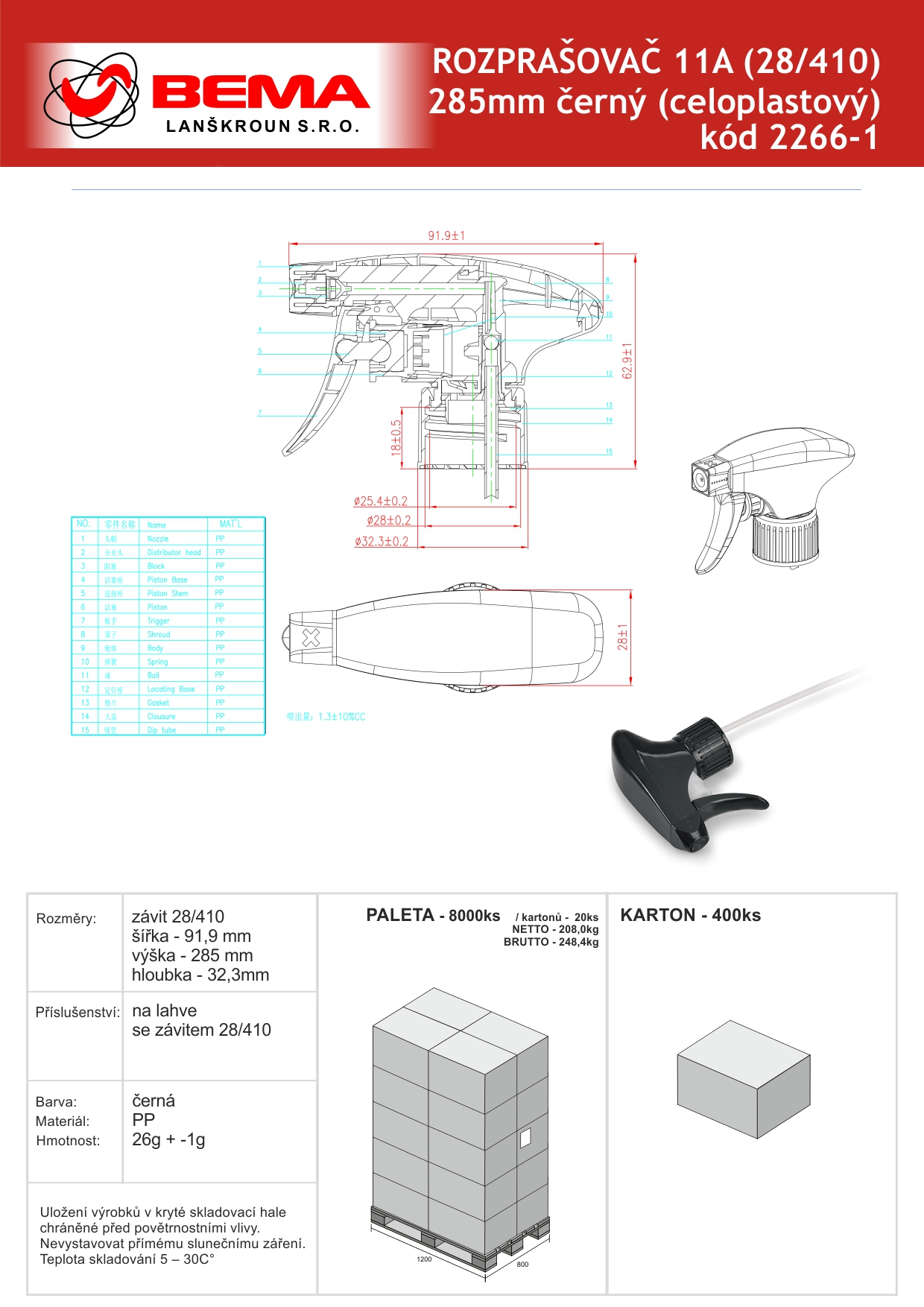 rozprašovač 11A ČERNÝ 24-9-2025